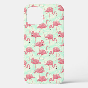 Preppy Chic Elegant Pink Flamingo Pattern iPhone 12 Hoesje
