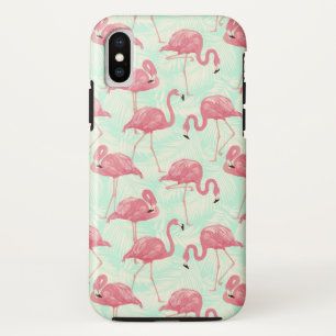 Preppy Chic Elegant Pink Flamingo Pattern iPhone X Hoesje