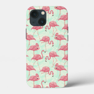 Preppy Chic Elegant Pink Flamingo Pattern iPhone 13 Mini Hoesje