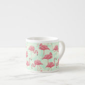 Preppy Chic Elegant Pink Flamingo Pattern Espresso Kop (Voorkant rechts)