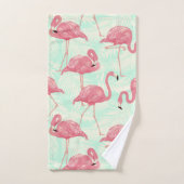 Preppy Chic Elegant Pink Flamingo Pattern Handdoek (Handdoek)