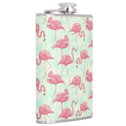 Preppy Chic Elegant Pink Flamingo Pattern Heupfles (Rechts)