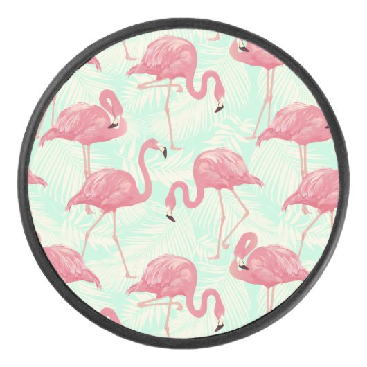Preppy Chic Elegant Pink Flamingo Pattern Hockey Puck (Voorkant)