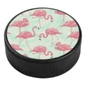 Preppy Chic Elegant Pink Flamingo Pattern Hockey Puck (3/4)
