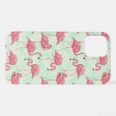 Preppy Chic Elegant Pink Flamingo Pattern iPhone Hoesje (Achterkant horizontaal)