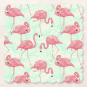 Preppy Chic Elegant Pink Flamingo Pattern Kartonnen Onderzetters (Voorkant)