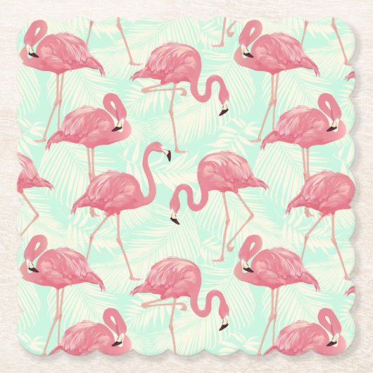 Preppy Chic Elegant Pink Flamingo Pattern Kartonnen Onderzetters (Voorkant)
