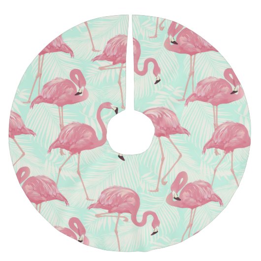 Preppy Chic Elegant Pink Flamingo Pattern Kerstboom Rok (Voorkant)