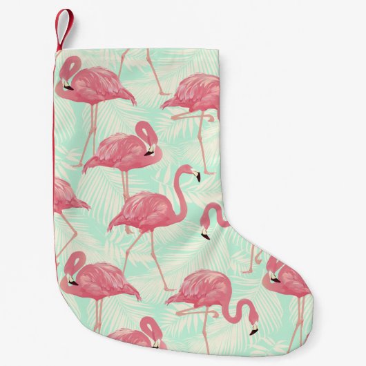 Preppy Chic Elegant Pink Flamingo Pattern Kleine Kerstsok (Voorkant)