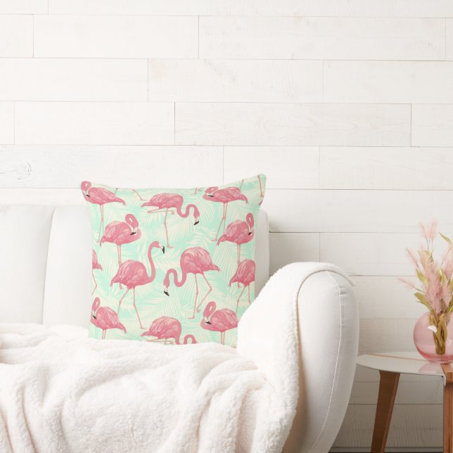 Preppy Chic Elegant Pink Flamingo Pattern Kussen (Bank)