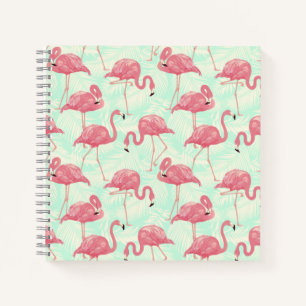 Preppy Chic Elegant Pink Flamingo Pattern Notitieboek