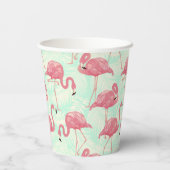 Preppy Chic Elegant Pink Flamingo Pattern Papieren Bekers (Achterkant)