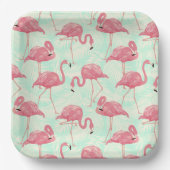 Preppy Chic Elegant Pink Flamingo Pattern Papieren Bordje (Voorkant)