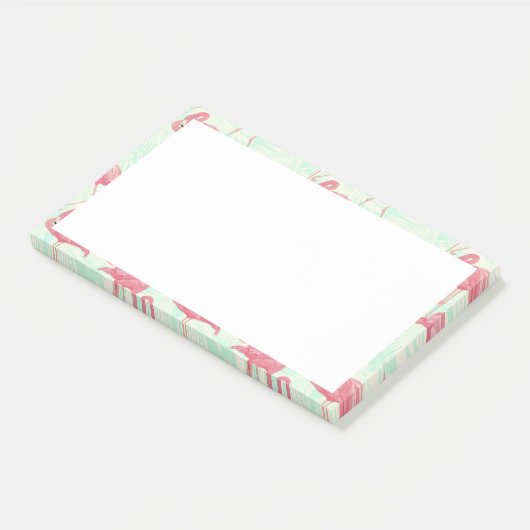 Preppy Chic Elegant Pink Flamingo Pattern Post-it® Notes (Schuin)