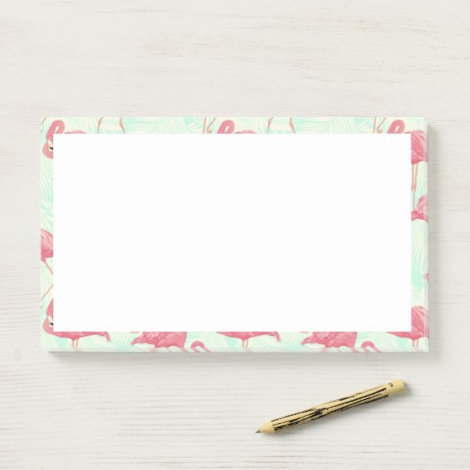 Preppy Chic Elegant Pink Flamingo Pattern Post-it® Notes (Op bureau)