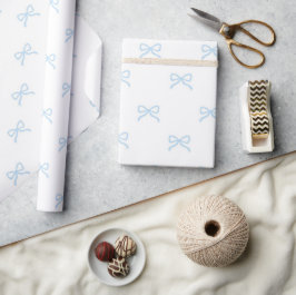 Preppy Chic  Pastel Blauwe Strik Patroon Lente Zom Cadeaupapier