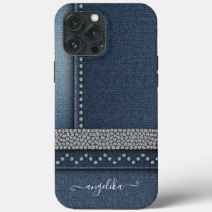 Preppy Chic Stylish Denim iPhone 13 Pro Max Hoesje