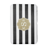Preppy Chic | Zwarte en witte strepen Aangepaste k Badmat (Voorkant Verticaal)