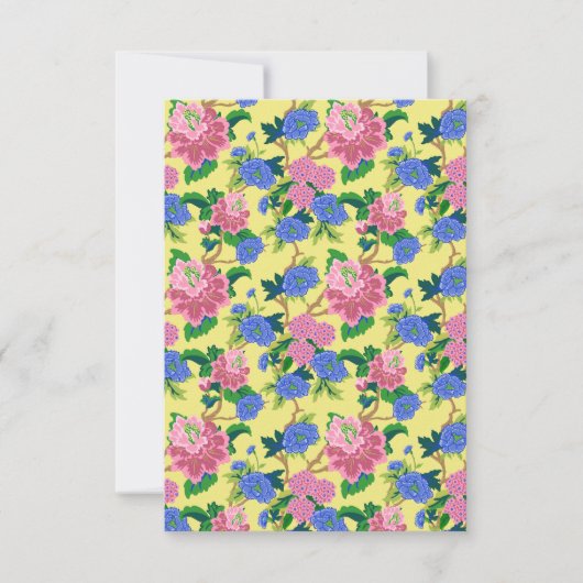 Preppy Chinoiserie Floral Blank Note Kaart (Voorkant)