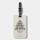 Preppy Chinoiserie kerstboom gepersonaliseerd Bagagelabel (Voorkant verticaal)