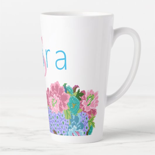 Preppy Chinoiserie met monogram naam Latte Mok (Rechts)