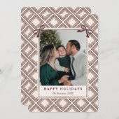 Preppy Chocolate Diamond Pattern Holiday Card (Voorkant / Achterkant)