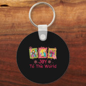 Preppy Christian Christmas Joy Coquette Jesus Nati Sleutelhanger (Voorkant)