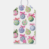 Preppy Christmas Baubles Ornamenten Cadeaulabel (Achterkant)