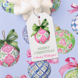 Preppy Christmas Baubles Ornamenten Cadeaulabel