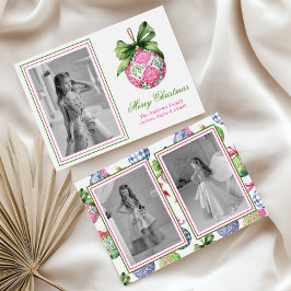 Preppy Christmas Baubles Ornamenten Fotovakantie Feestdagenkaart