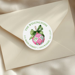 Preppy Christmas Baubles Ornamenten Ronde Sticker