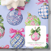 Preppy Christmas Baubles Ornamenten Vierkante Sticker