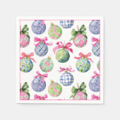 Preppy Christmas Baubles Ornaments Servet (Voorkant)