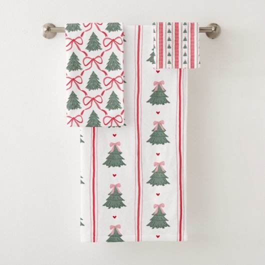 Preppy Christmas Gingham Bow  Bad Handdoek (Insitu)