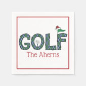 Preppy Christmas Golf Blauw Groen Argyle Custom Servet (Voorkant)