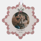Preppy Christmas Ornament with Photo and Monogram (Voorkant)