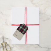 Preppy Christmas Plaid Cadeaulabel (Met Touw)