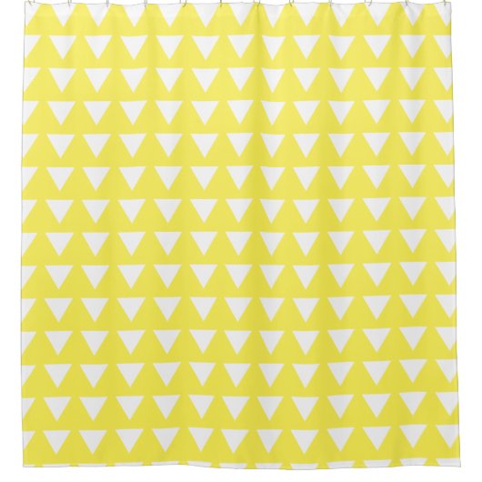 Preppy Citrus Yellow and White Geometric Pattern Douchegordijn (Voorkant)