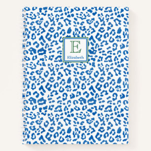 Preppy Classic Blauw Dier Print & Groen Monogram Notitieboek