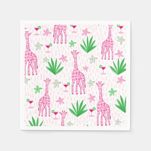 Preppy Classic Giraffes en Cosmopolitans Oerwoud Servet (Voorkant)