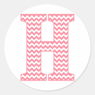 Preppy Classic Roze Chevon Letter H Monogram Ronde Sticker