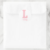 Preppy Classic roze Chevon Letter L Monogram Ronde Sticker (Tas)