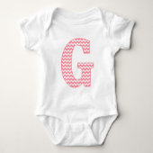 Preppy Classic Roze Chevron Letter G Monogram Romper (Voorkant)
