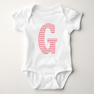Preppy Classic Roze Chevron Letter G Monogram Romper