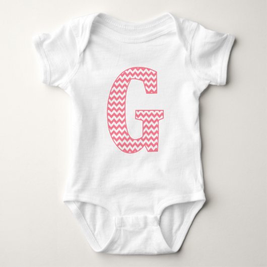 Preppy Classic Roze Chevron Letter G Monogram Romper (Voorkant)