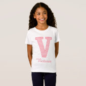 Preppy Classic Roze Chevron Letter V Monogram T-shirt (Voorkant volledig)
