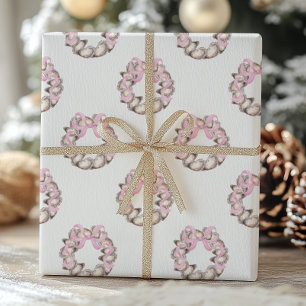 Preppy Coastal Oyster Bow Krans Kerstmis Cadeaupapier