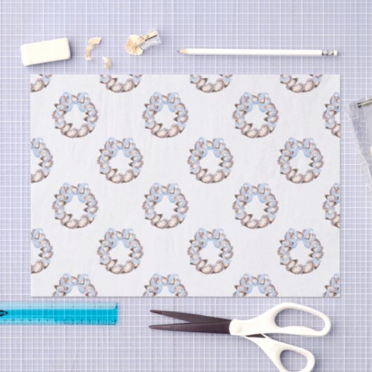 Preppy Coastal Oyster Bow Krans Kerstmis Tissuepapier (Craft)