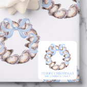Preppy Coastal Oyster Bow Krans Kerstmis Vierkante Sticker