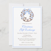 Preppy Coastal Oyster Bow Wreath Christmas Party Kaart (Voorkant)